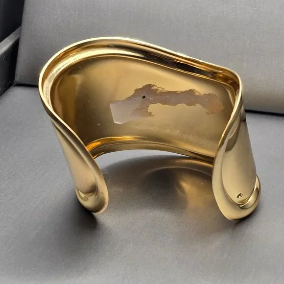 Gold Tone Bracelet Trio Cuff Bangles and Coin Charm Fashion Jewelry Anti Tarnish - Picture 3 of 14